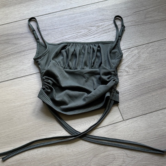 Stylish Olive Green Ruched Women's Top - Picture 1 of 1